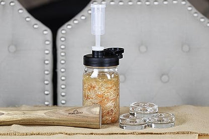 Brewing America Fermentation Kit Lids for Wide Mouth Mason Jars (Jars Not Included) Red Fermenting Lid with Bung and 3-piece Airlock - color: Old Glory Red