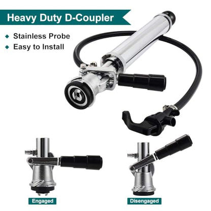 FERRODAY Keg Taps - D-System Beer Tapping Kit - Hand Pump for Kegs