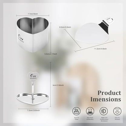 2pcs Seamless Cake Ring Heart Shaped Mousse Baking Mould Stainless Steel Food Mold Including 2 heart-shape rings, 1 Pusher and 1 Lifter - size: heart-shape (2-ring-set)