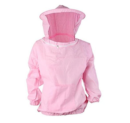 Protective Bee Keeping Jacket Veil Suit with Pull Hat Veil for Beekeepers Without Pants - color: Pink