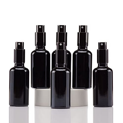 YIZHAO Black Glass Spray Bottles 2oz, with Small Fine Mist Spray, Metal Cap, Refillable for Essential Oil,Travel,Cleaning,Perfume,Aromatherapy,Makeup – 6 Pcs - color: Black, size: 50ml-6