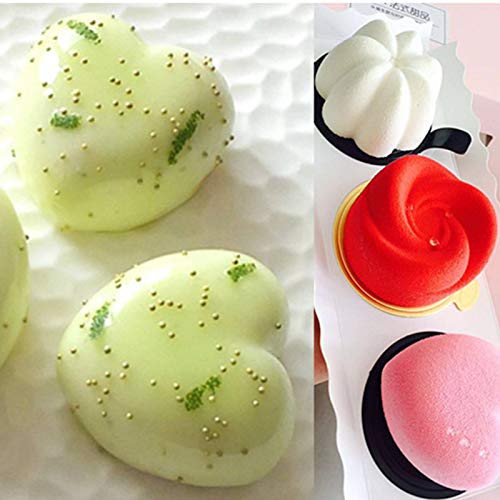 OCPO KITCHEN Mini Heart Silicone Molds for Baking Mousse Cake, Candy, Chocolate, Pastry, Truffle, Cupcake, Jelly, Cookie, Pudding, Cake Decoration Mold, 3D Heart Shape (15-Cavity) - style: Heart (15-Cavity)