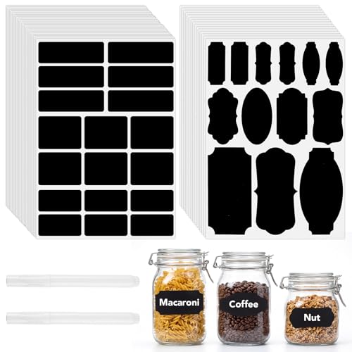 465Pcs Labels for Jars, for Storage Bins, for Food Containers Black Chalkboard Labels Waterproof Pantry Labels with 2 Liquid Chalk Marker - color: Black