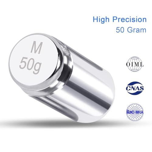 QP Calibration Weights, 50 Gram Scale Weights, OIML Class M1 High Precision Stainless Steel Scale Balance Weights with Chrome Finish, Calibration Weights for Digital Scale, Kitchen Scale, Pocket Scale - size: 50g
