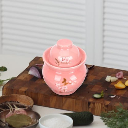 Abaodam Ceramic Pickle Jar with Double Lid 3.5l Retro Vegetable Fermenting Crock Sealed Storage Container for Kitchen Sauerkraut and Kimchi Preservation
