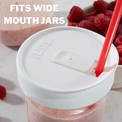 Wide-Mouth Mason Jar Drink Lid - USA Made, BPA-Free, Spill-Resistant for Coffee, Cold Brew & Iced Tea - Fits 3 3/8 in Ball & Kerr Wide Mouth - Pack of 2 - color: Black