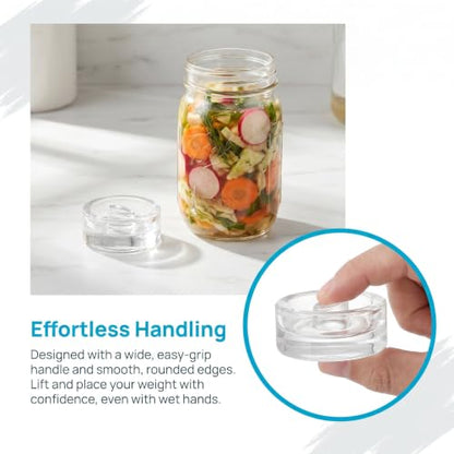 Operitacx 2pcs Glass Fermentation Weights for Wide Mouth Jars, Heavy Glass Fermenting Lids Canning Weights with Easy Grip Handle for Sauerkraut, Kimchi 2.8 inch