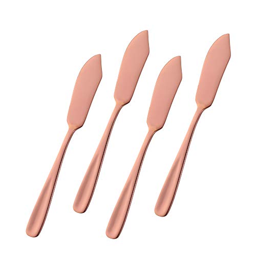 Stainless Steel 18/10 Cheese Desert Knives, Set of 4, Baikai Breakfast Butter Knife, Slicer Sandwich Spreader (Rose Gold) - color: Rose Gold