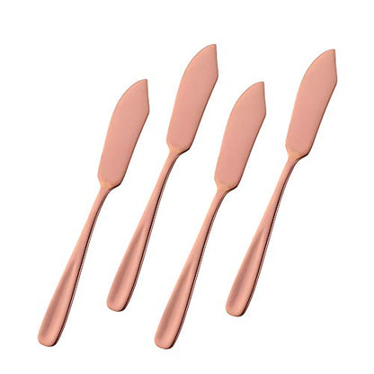 Stainless Steel 18/10 Cheese Desert Knives, Set of 4, Baikai Breakfast Butter Knife, Slicer Sandwich Spreader (Rose Gold) - color: Rose Gold