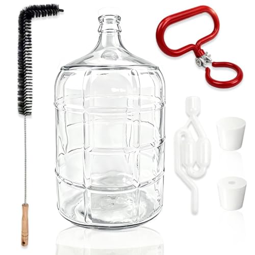 1Pcs 5 Gallon Glass Carboy Complete Home Brewing Kit with Rubber Stoppers (Drilled Undrilled),Airlock Brush for Beer Wine Making Fermentation,Water Storage