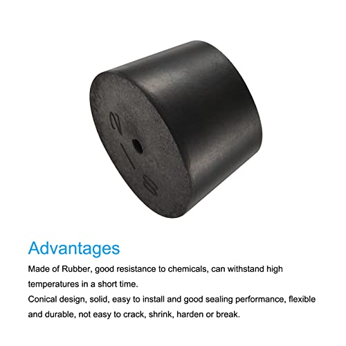 MECCANIXITY Rubber Tapered Plug 33mm to 41mm with Hole Test Tubes Bungs Stopper Black for Lab Home - size: 33mm - 41mm