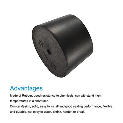 MECCANIXITY Rubber Tapered Plug 33mm to 41mm with Hole Test Tubes Bungs Stopper Black for Lab Home - size: 33mm - 41mm