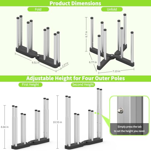 Retractable Bottle Drying Rack, Foldable Baby Bottle Drying Rack, Collapsible Draining Rack for Reusable Bag, Cutting Board, Mason Jars, Mugs, Glass, Cup, and Sports Bottle