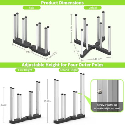 Retractable Bottle Drying Rack, Foldable Baby Bottle Drying Rack, Collapsible Draining Rack for Reusable Bag, Cutting Board, Mason Jars, Mugs, Glass, Cup, and Sports Bottle