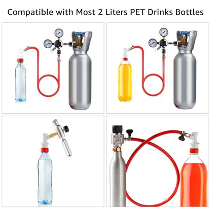 5.5 Feet Ball Lock Disconnect Gas Tubing Plastic Carbonation Cap Kit for Soda Beer PET Bottle CO2 Regulator Keg Tap with Stainless O.D 5/16'' Barb Brewing Hose Clamp Homebrew Sealing Gasket - size: Plastic Carbonation Cap Kit