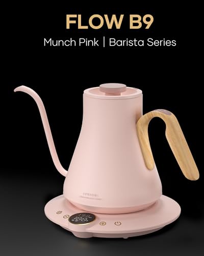Cocinare Gooseneck Electric Kettle, ±1°F Precise Temperature Control, 1500W Fast Heating, Pour Over Coffee & Tea Kettle with Brew Timer & Keep Warm, Stainless Steel, 0.9L (Munch Pink) - color: Munch Pink