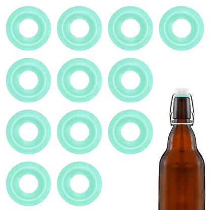 12PCs Dopamine color Silicone Gaskets Washers Seals for Cap Swing Flip Top for Home Brew Beer Soda Bottle Sealing(half cover) (Mint Green) - color: Mint Green