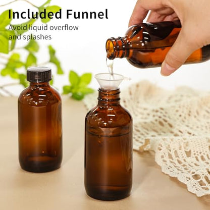 35 Pack 4oz Amber Glass Boston Round Bottles with Polycone Leak-Proof Phenolic Caps – Brown Airtight Refillable Containers for Homemade Vanilla Extract, Essential Oils, Herbal Medicine, and Syrups - size: 4oz