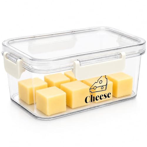 Cheese Container for Refrigerator,BPA-Free Deli Meat Storage Containers,Sliced Cheese Container for Fridge with Airtight Lid Refrigerator Organizers and Storage,Cream,Shredded,Cheeses Keeper