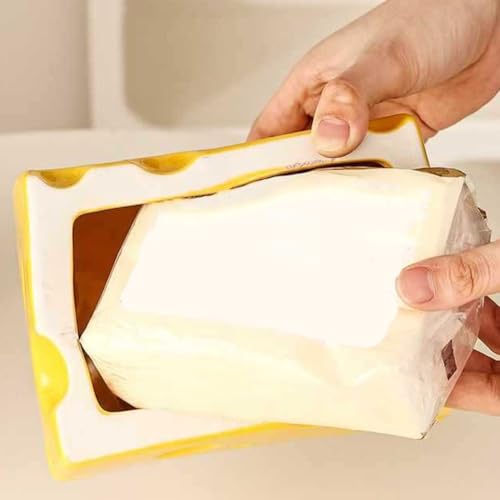 Cheese Shape Tissue Box Holder, Rectangle Napkin Organizer Toilet Paper Container Decorative Tissue Storage Organiser