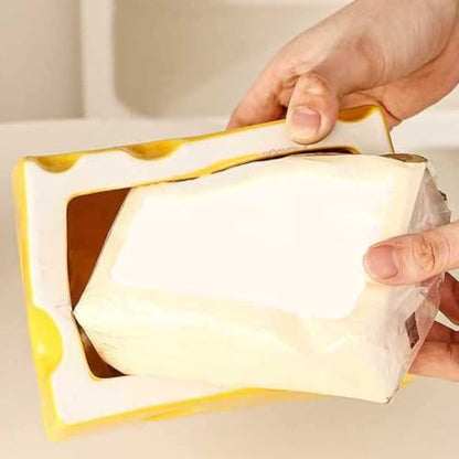 Cheese Shape Tissue Box Holder, Rectangle Napkin Organizer Toilet Paper Container Decorative Tissue Storage Organiser