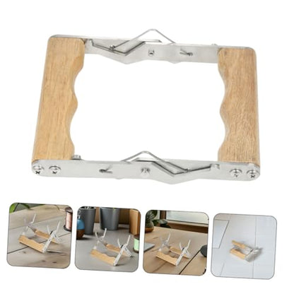 SEWACC 4pcs Beekeeping Hive Frame Gripper and Beehive Frame Holder with Wood Handle Stainless Steel Clamp Tool for Hive Inspection and Honey Harvesting