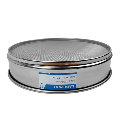 20 Mesh Lab Sieves 12" Diameter 304 Stainless Steel Wire Cloth Test Sieve for Industrial Laboratory Home - size: 20 mesh