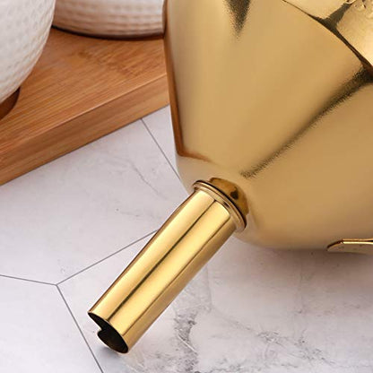 Stainless Steel Wide Mouth Funnels with Detachable Strainer, 5-inch Funnel for Filling Small Bottles and Jars, Cooking Oil and Transmission Liquid and Powder, Food Grade Metal Kitchen Funnels Gold - color: Gold