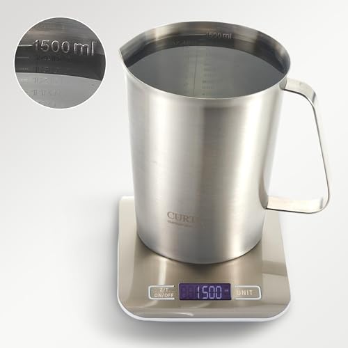 CURTA 18/8 Stainless Steel Measuring Cup with Handle and Pour Lip 48 OZ (6 Cup, 1500 ML) - color: Flat Handle, size: 48 OZ (6 Cup, 1500 ML)