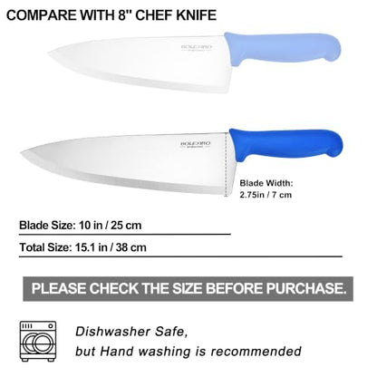 10 inch Japanese High Carbon Stainless Steel Chef Knife, Professional Sharp Wide Cook Knife with Non-slip Ergonomic Handle, for Kitchen Home Restaurant (Blue) - color: Blue
