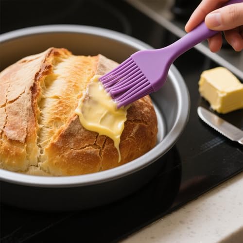 Purple Silicone Pastry Basting Brush - Food Grade BPA Free, Heat Resistant Up to 660°F/315°C, Dishwasher Safe Cooking Brush for Baking, BBQ, Grilling, Sauce,Butter,Cake & Bread - color: Purple