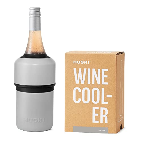 Huski Wine Chiller | Iceless Design | Keeps Cold up to 6 Hours | Wine Accessory | Next Generation Ice Bucket | Fits Some Champagne | for Wine Lover (Stone Grey) - color: Stone Gray