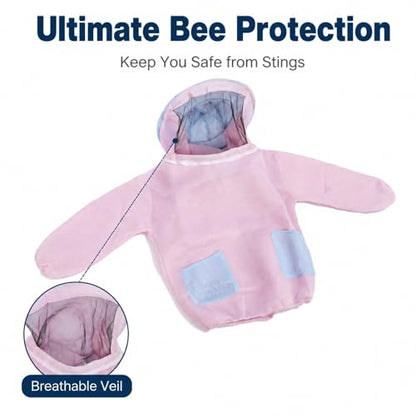 Beekeeping Jacket with Veil, Breathable Mesh Cotton Ventilated Bee Jacket for Women - Sting Protection, Cool Comfort, Stylish Design for Beekeeping