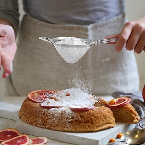TeamFar Fine Mesh Strainer, 3.3’’ Stainless Steel Tea Strainer-Silver, 1PC | Bar Strainer Small Mesh Conical Cone for Cocktail Coffee Juice, Healthy & Dishwasher Safe, Long Handle & Hanging Loop