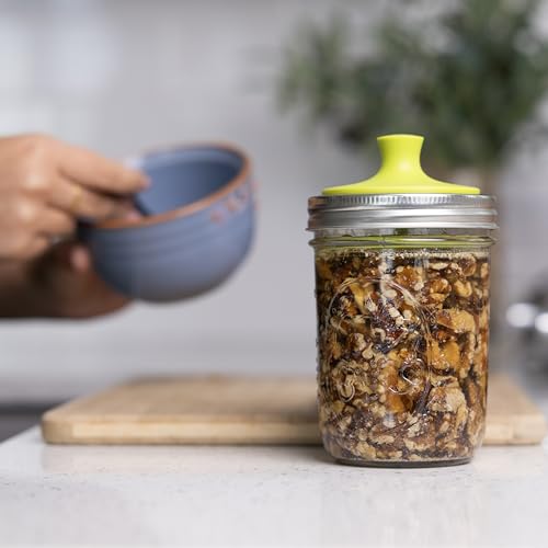 Jarware Nylon Fermentation Lid For Wide Mouth Mason Jars, One Way Valve and Adjustable Platform Included