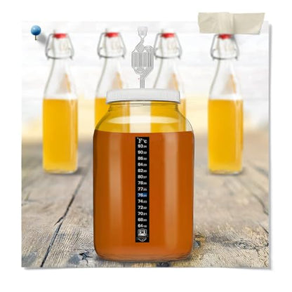 Glass One Gallon Fermentation Jar with Grommet Lid and S-Shaped Airlock - Airtight Seal With Air Lock Create the Perfect Brewing Vessel For Small Batch Fermenting