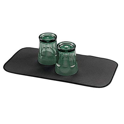 iDesign Fabric Mini Kitchen Countertop Dish Drying Mat, Black | Absorbent - color: Black, size: 9" x 18"