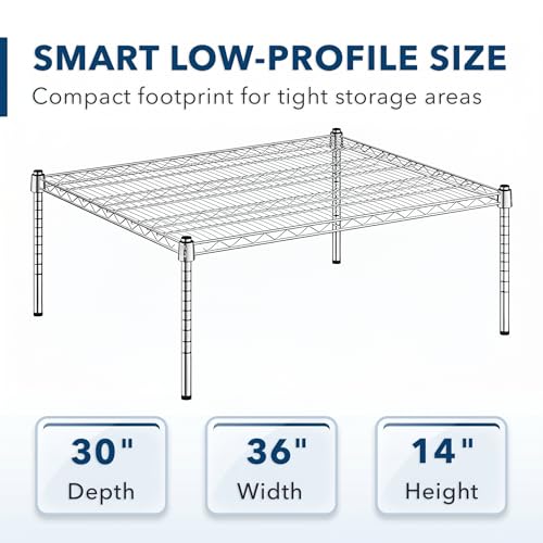 30" x 36" x 14" Chrome Wire Storage Shelf, Dunnage Rack, Commercial 1 Tier Small Shelf - color: Silver, size: 30"D x 36"W x 14"H