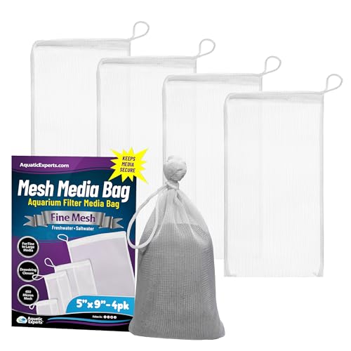 Aquatic Experts Fine Aquarium Media Bag, Durable Drawstring Bags for Fish Tank Filters, 450 Micron Mesh, (Fine, 5" x 9" - 4 Pack) - size: 5” x 9” – 4 pack