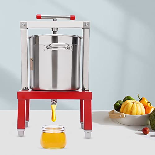 Honey Press Machine Stainless Steel Fruit Honey Press Heavy Duty Beekeeping Machine Large Capacity Manual Juice Extractor for Apples Grapes Cider (Red, Low Base) - color: Red, Low Base