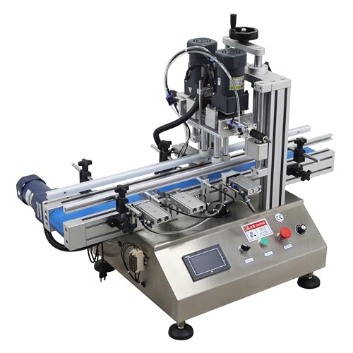 TECHTONGDA Automatic Bottle Capping Machine Electric Cap Sealer for Screw Caps with Belt Conveyor Bottle Height 2-7inch Bottle Diameter 1-4inch Cap Diameter 0.79-2.36inch Cap Diameter 0.79-2.36inch