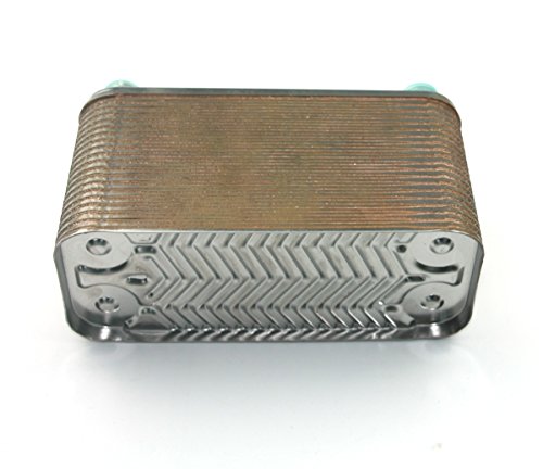 Brazed 40-Plate Heat Exchanger and Wort Chiller,40 Plates Copper Brazed Wort Chiller,Stainless Steel Beer Chiller,R 1/2" X RC 1/2" X Gas Type Fitting 12.8mm