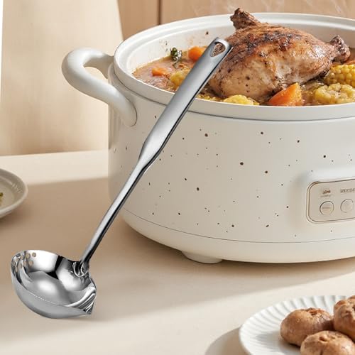 1Pcs 11.8 Inch Stainless Steel Soup Ladle, Stainless Steel Heavy Ladle with Pour Spout for Cooking/Serving Canning(Style-1) - size: Style-1