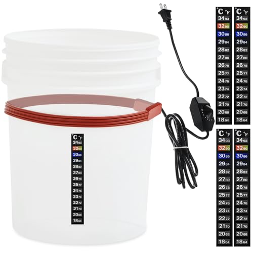 Tellegloww Brew Fermentation Heating Belt Warming Belt with 5 Black Thermometer Strip for Fermenting, Brewing, Wine, Kombucha