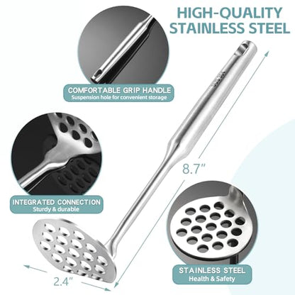 Small Potato Masher - Stainless Steel Mini Avocado Masher for Avocado, Potatoes, Beans, Meat, Vegetables, Dishwasher Safe