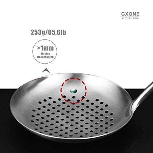 Slotted Spoon,304 Stainless Steel Skimmer Spoon with Heat Resistant Wooden Handle,Silver/15.8Inch - style: Skimmer Spoon-wood handle