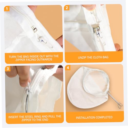 4Pcs Cheese Cloth Bag for Home Straining - Ultra Fine Mesh Nut Milk Bag Strainer with Steel Ring Leak-Proof Kitchen Filter Bags for Home Nut Milk Juice Coffee Yogurt