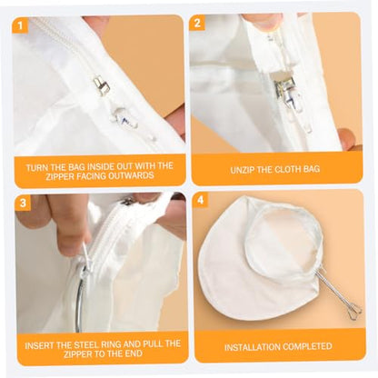4Pcs Cheese Cloth Bag for Home Straining - Ultra Fine Mesh Nut Milk Bag Strainer with Steel Ring Leak-Proof Kitchen Filter Bags for Home Nut Milk Juice Coffee Yogurt