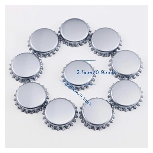 100Pcs/Lot Beer Bottle Crown Caps Oxygen Absorbing Seal Beer Bottle Caps for Home Brewing(Silver) - color: Silver