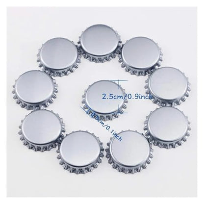 100Pcs/Lot Beer Bottle Crown Caps Oxygen Absorbing Seal Beer Bottle Caps for Home Brewing(Silver) - color: Silver